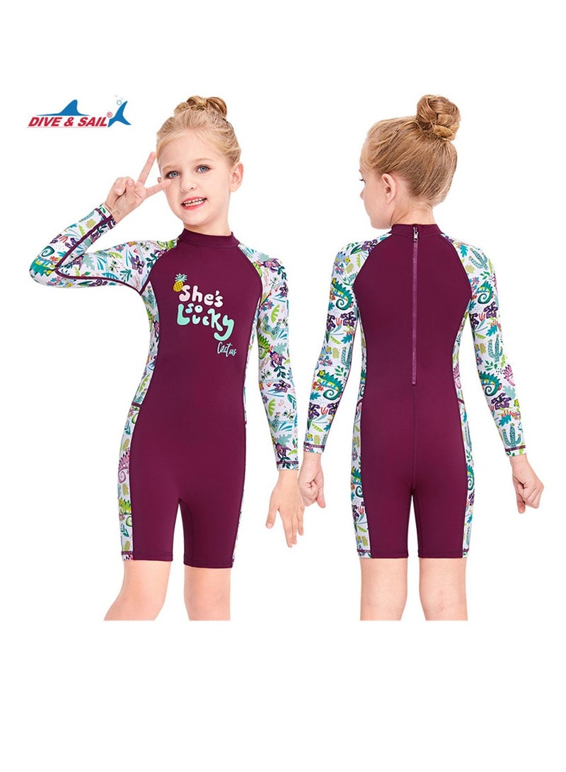 DIVE & SAIL Keep Warm Children Diving Suit Three-layer High Elastic Wetsuit For Girls Red - Image 2