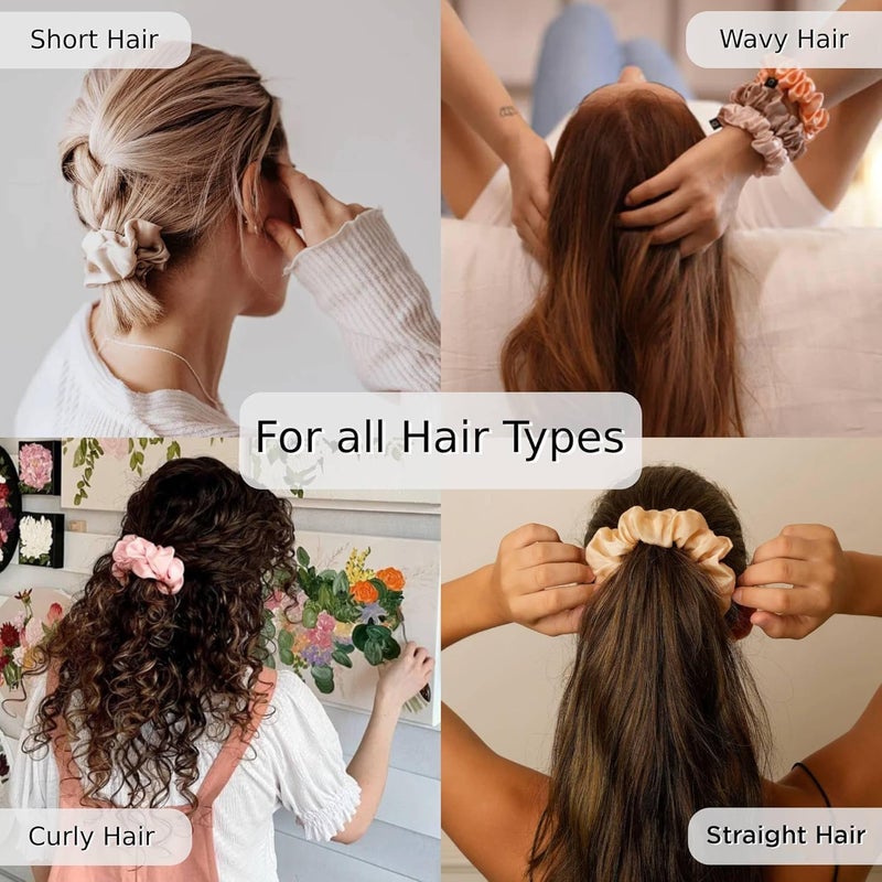 Generic Satin Scrunchies for Hair Soft Silk Elastic Hair Band Set Hair Ties Ponytail Holders for Women and Girls Color Assorted Pack of 12  - Image 4