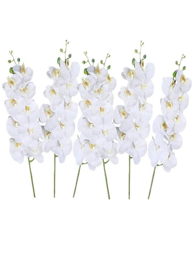 NatureMan 27inch Tall Artificial Phalaenopsis Flowers 6 Pcs White Artificial Orchid Flowers Stem Plants for Home Wedding Décor - Image 1