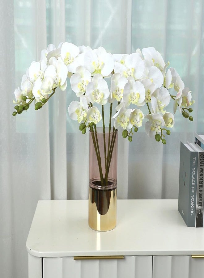 NatureMan 27inch Tall Artificial Phalaenopsis Flowers 6 Pcs White Artificial Orchid Flowers Stem Plants for Home Wedding Décor - Image 4