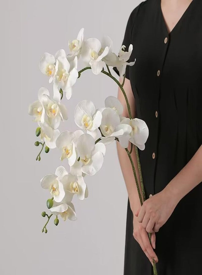 NatureMan 27inch Tall Artificial Phalaenopsis Flowers 6 Pcs White Artificial Orchid Flowers Stem Plants for Home Wedding Décor - Image 2