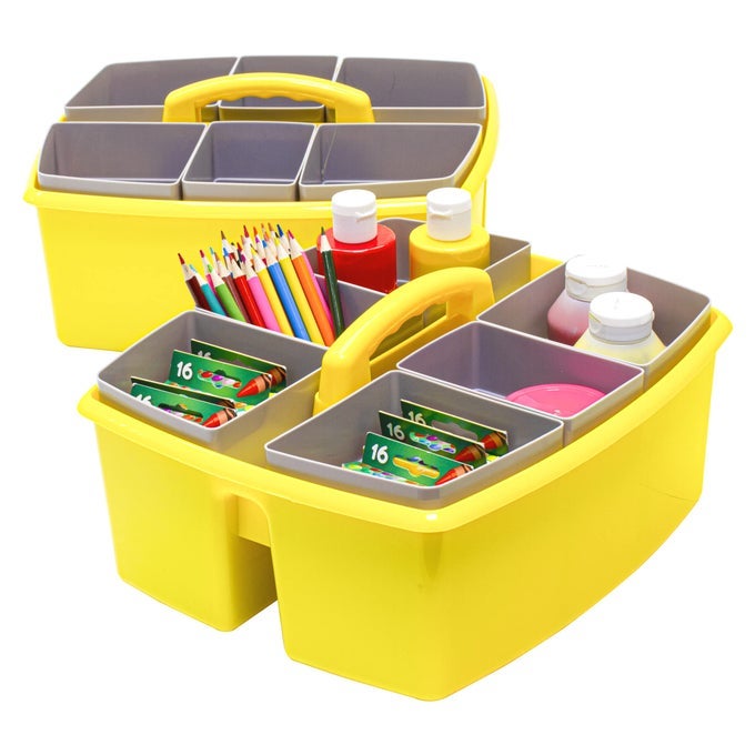 LARGE CLASSROOM CADDY WITH CUPS 13 X 11 X 6575 INCHES YELLOW CASE OF 2 00982U02C