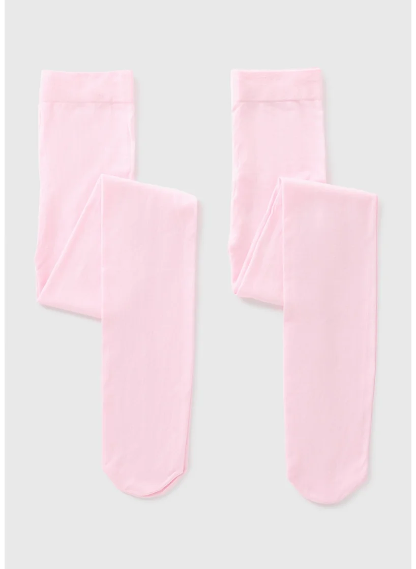 Matalan 2 Pack Girls Pink Opaque Tights
