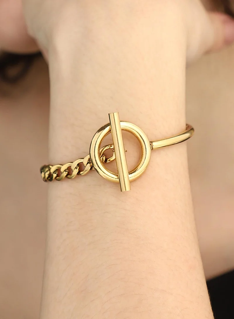 SOHI Women The Interlock-Bar Chain Bracelet | California  Colour | One-Size | Metallic Alloy Material | Lobster Clasp Closure | Bracelet For Casual & Evening Wear