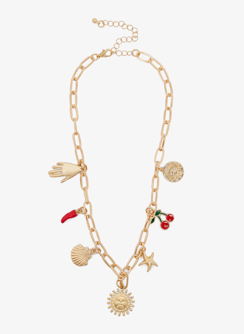 Ginger Multi Charm Chain Necklace - Image 1