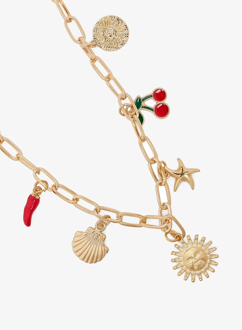 Ginger Multi Charm Chain Necklace