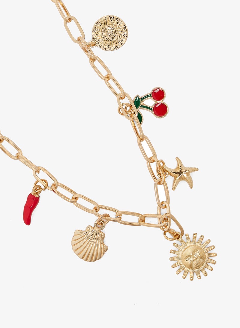 Ginger Multi Charm Chain Necklace - Image 2