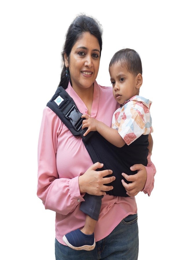SOULSLINGS حاملة أطفال سول سلنجز إمبو بإبزيم للخصر - قطن 100% - أسود | حاملة أطفال | حاملة أطفال خفيفة الوزن للأطفال الرضع والصغار | قابلة للتعديل من 6 إلى 30 شهرًا (حتى 20 كجم) - Image 1
