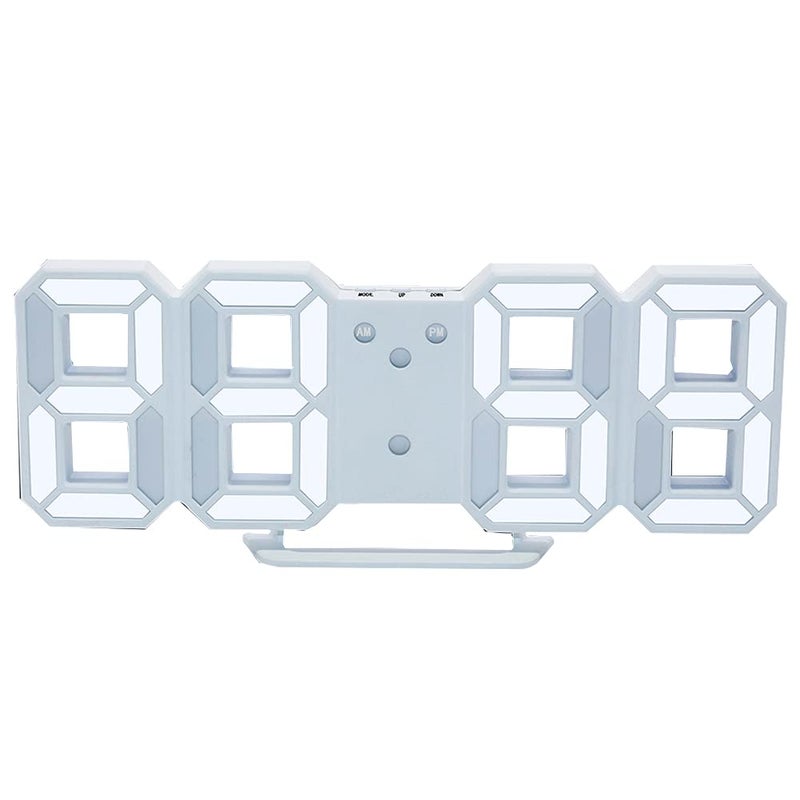 ThreeH 3D Led Digital Wall Clock With 3 Level Adjustable Brightness Electronic Clock With Snooze Function Night Light Clock WhitePlastic 16Wx85Lx38H Inches - Image 1