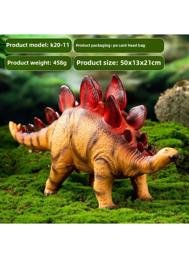 Hot Sale Children's Simulation Dinosaur Toy Flexible Glue Boy Tyrannosaurus Egg Large Animal Model Suit-Color:K20-11 Sound-making Vinyl Cotton-filled Yellow Stegosaurus/50*13 * 21cm/458g - Image 1