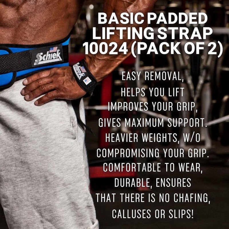 Schiek Sports Model 1000-BPS Basic 20" Padded Lifting Straps - Black - Image 5