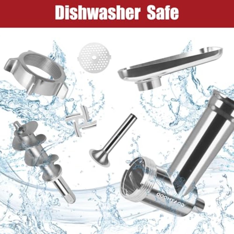 Stainless Steel Food Grinder Attachment, Compatible with KitchenAid Stand Mixers, Meat Grinder, Sausage Stuffer, Kubbe Maker, Dishwasher Safe - Image 5