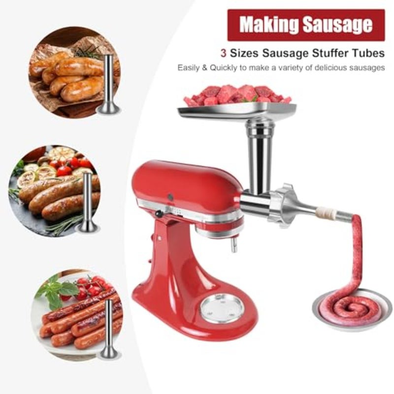 Stainless Steel Food Grinder Attachment, Compatible with KitchenAid Stand Mixers, Meat Grinder, Sausage Stuffer, Kubbe Maker, Dishwasher Safe - Image 3