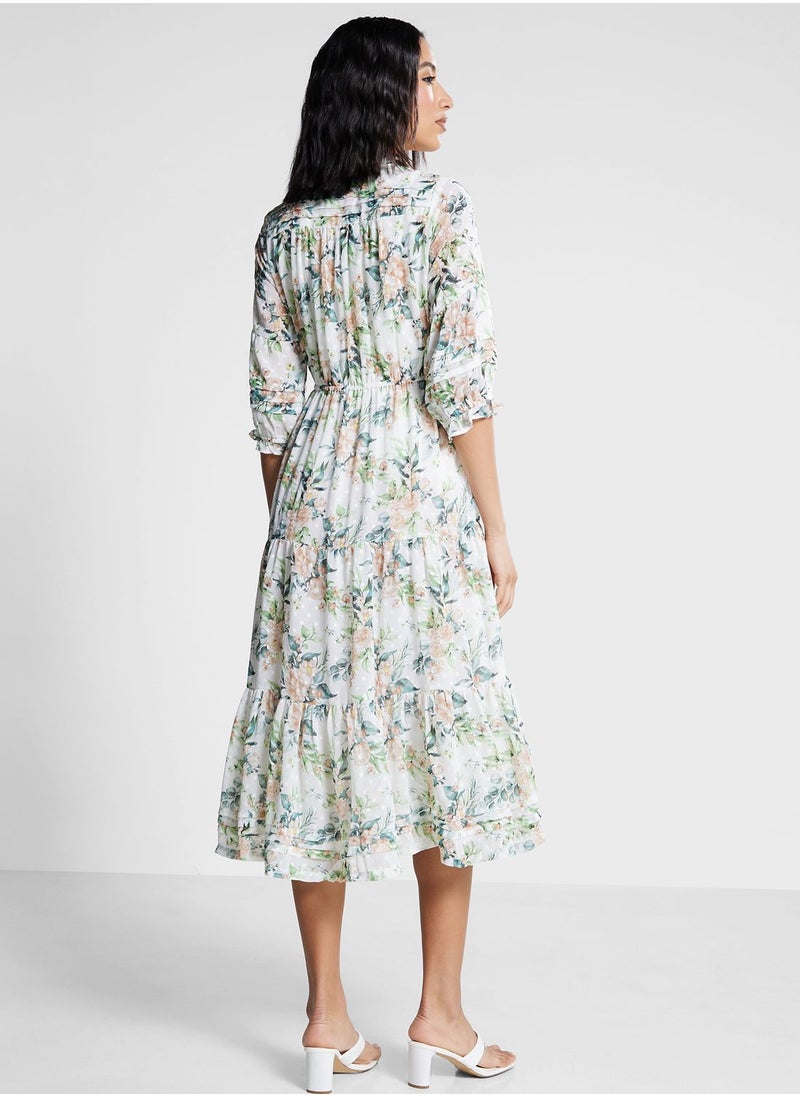 Biba Ruched Waist Floral Print Dress  - Image 2