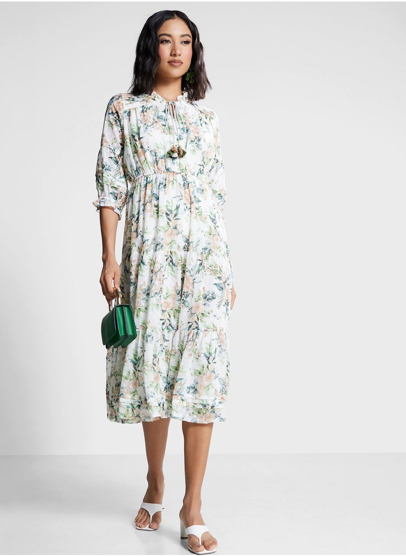 Biba Ruched Waist Floral Print Dress  - Image 1