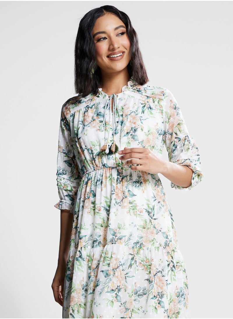 Biba Ruched Waist Floral Print Dress  - Image 3