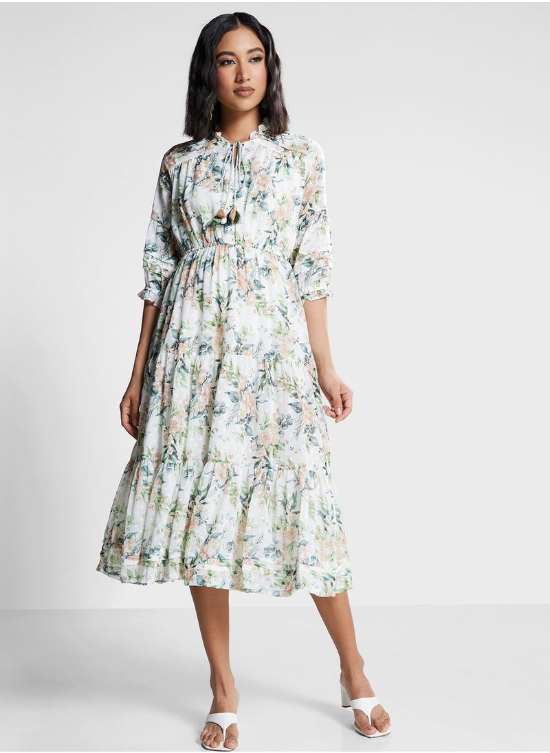 Biba Ruched Waist Floral Print Dress  - Image 4