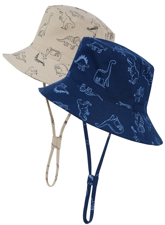 Durio Baby Bucket Sun Hat Toddler Hats Summer Beach Hat UPF 50+ Sun Protection Bucket Hats for Kids Baby Boy Girl Gifts 2Pack, 2pack Khaki/Royal Blue, 6-12 Months - Image 1