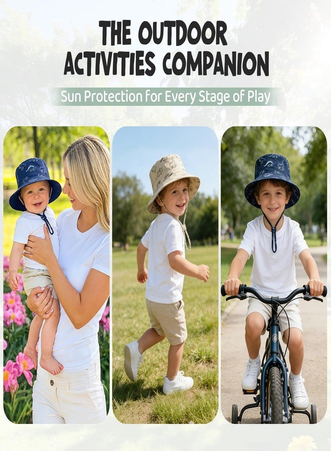 Durio Baby Bucket Sun Hat Toddler Hats Summer Beach Hat UPF 50+ Sun Protection Bucket Hats for Kids Baby Boy Girl Gifts 2Pack, 2pack Khaki/Royal Blue, 6-12 Months - Image 2