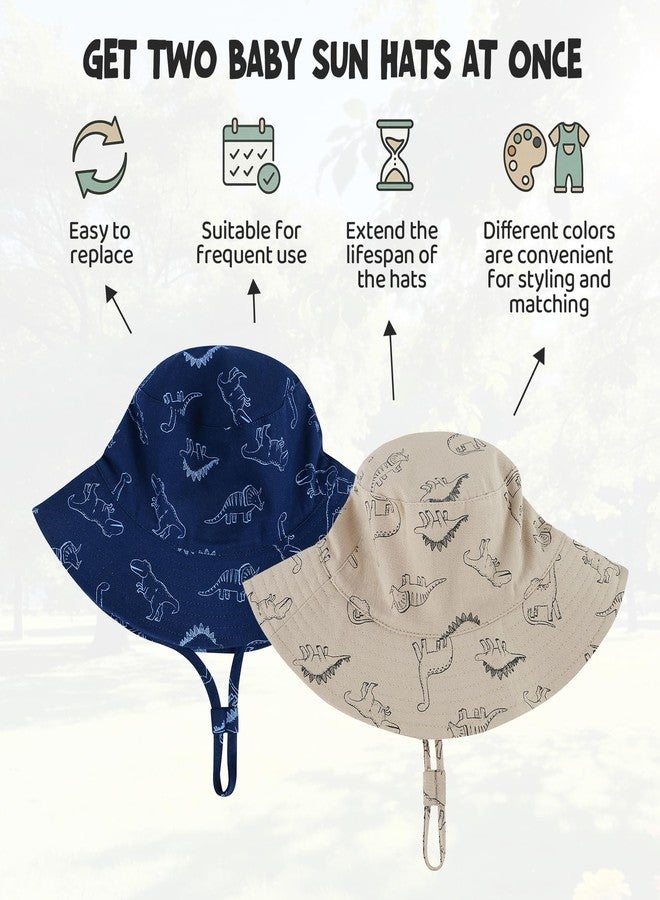 Durio Baby Bucket Sun Hat Toddler Hats Summer Beach Hat UPF 50+ Sun Protection Bucket Hats for Kids Baby Boy Girl Gifts 2Pack, 2pack Khaki/Royal Blue, 6-12 Months - Image 3
