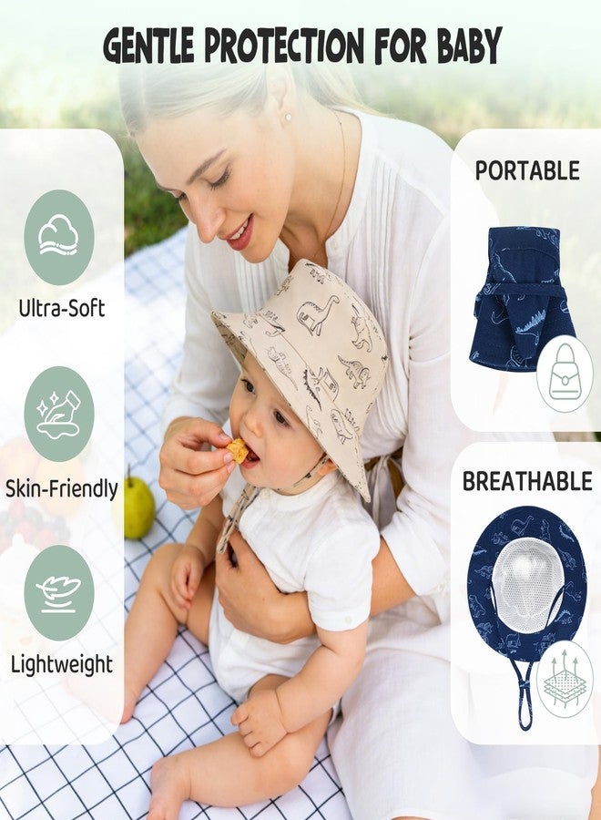 Durio Baby Bucket Sun Hat Toddler Hats Summer Beach Hat UPF 50+ Sun Protection Bucket Hats for Kids Baby Boy Girl Gifts 2Pack, 2pack Khaki/Royal Blue, 6-12 Months - Image 5