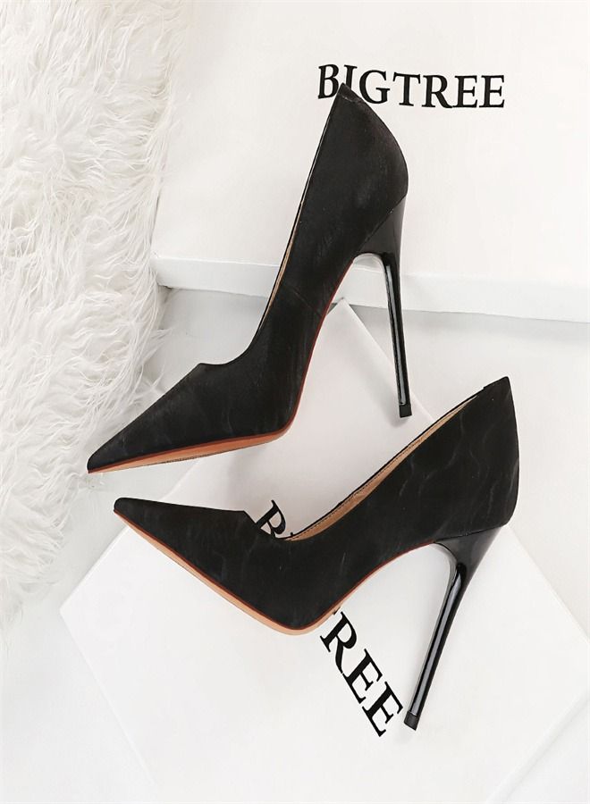 BIGTREE Shallow Pointed High Heels 10.5CM Black