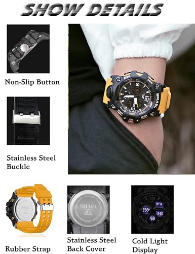 Gosasa Men's Watches Multi Function Military S-Shock Sports Watch LED Digital Waterproof Alarm Watches - Image 4