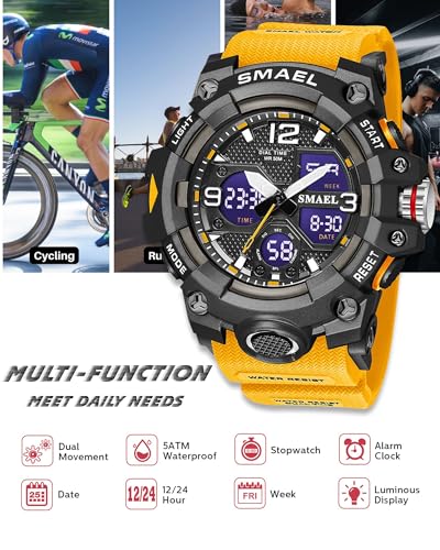 Gosasa Men's Watches Multi Function Military S-Shock Sports Watch LED Digital Waterproof Alarm Watches - Image 5