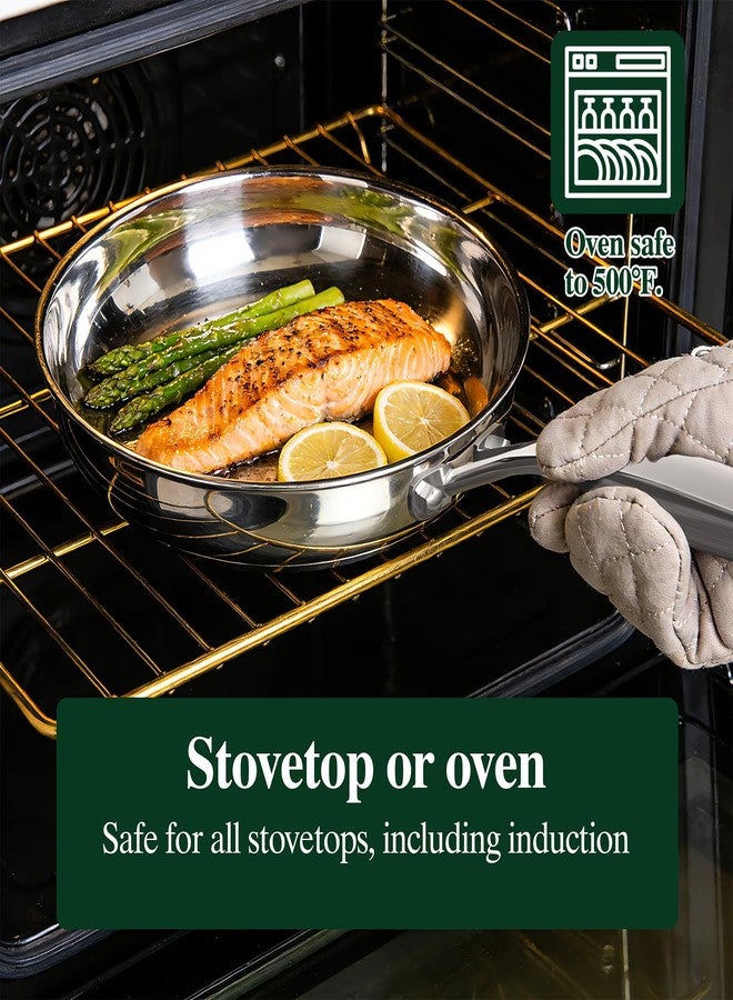 Umite Chef 12 inch 5 Ply Stainless Steel Frying Pan Non-Toxic PFOA&PTFE Free Skillets, Professional Cookware- Oven Safe & Induction Compatible, Fast & Even Heat, Heavy Duty, Cool Grip Handles - Image 5
