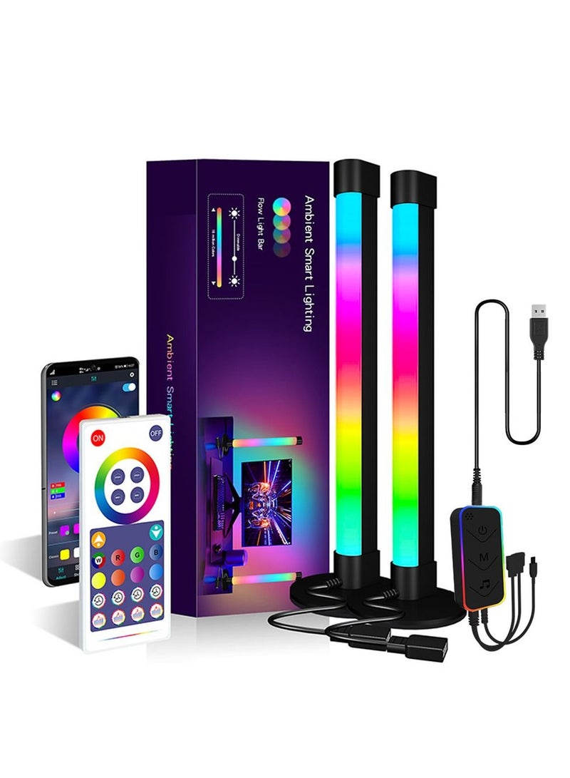 أمبيانتي قضبان إضاءة LED ذكية محيطة 2 أضواء تدفق RGB تحكم تطبيق بلوتوث في التلفزيون والكمبيوتر والإضاءة الخلفية مع مزامنة الموسيقى لإعداد الألعاب وتزيين غرفة الترفيه  - Image 1