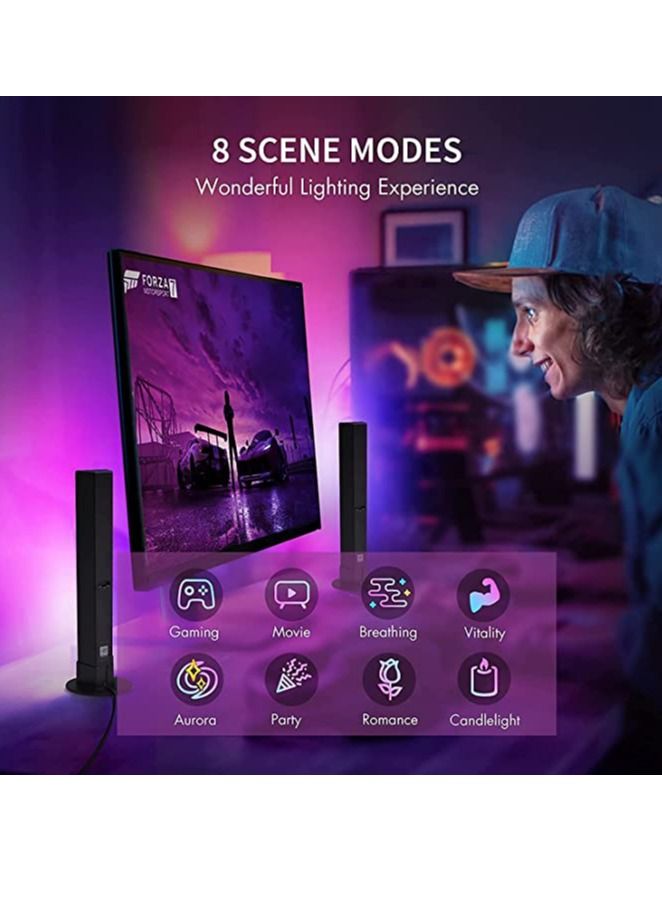 أمبيانتي قضبان إضاءة LED ذكية محيطة 2 أضواء تدفق RGB تحكم تطبيق بلوتوث في التلفزيون والكمبيوتر والإضاءة الخلفية مع مزامنة الموسيقى لإعداد الألعاب وتزيين غرفة الترفيه  - Image 2
