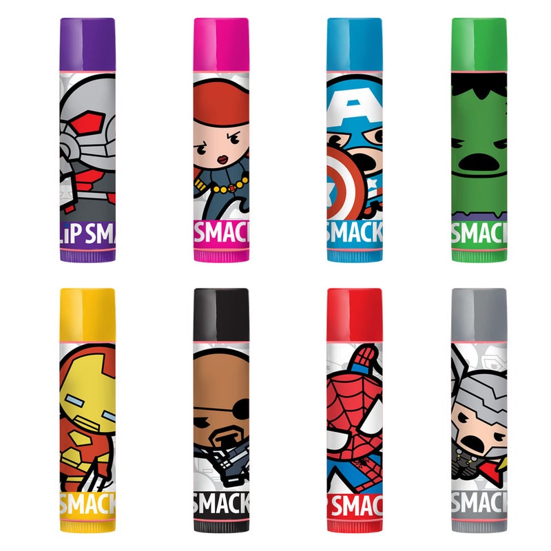 Lip Smacker Marvel Avenger Flavored Lip Balm Party Pack 8 Count, Super Hero, Spirderman, Iron Man, Captain America, Clear, For Kids - Image 2