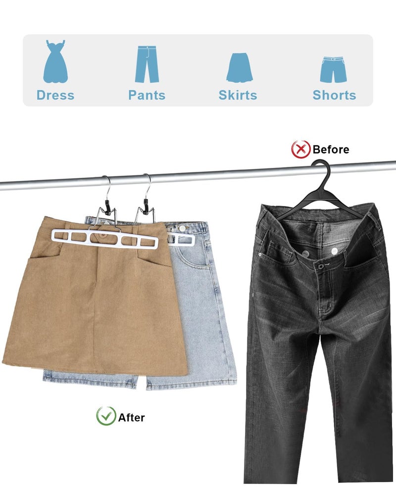 AMKUFO 20 Pack Pants-Hangers Skirt-Hangers, Plastic Pant-Hangers-for-Women Men, Pants-Hangers-Space-Saving, Clamp Hangers-for-Pants Jeans Shorts Tie Belt - Image 3