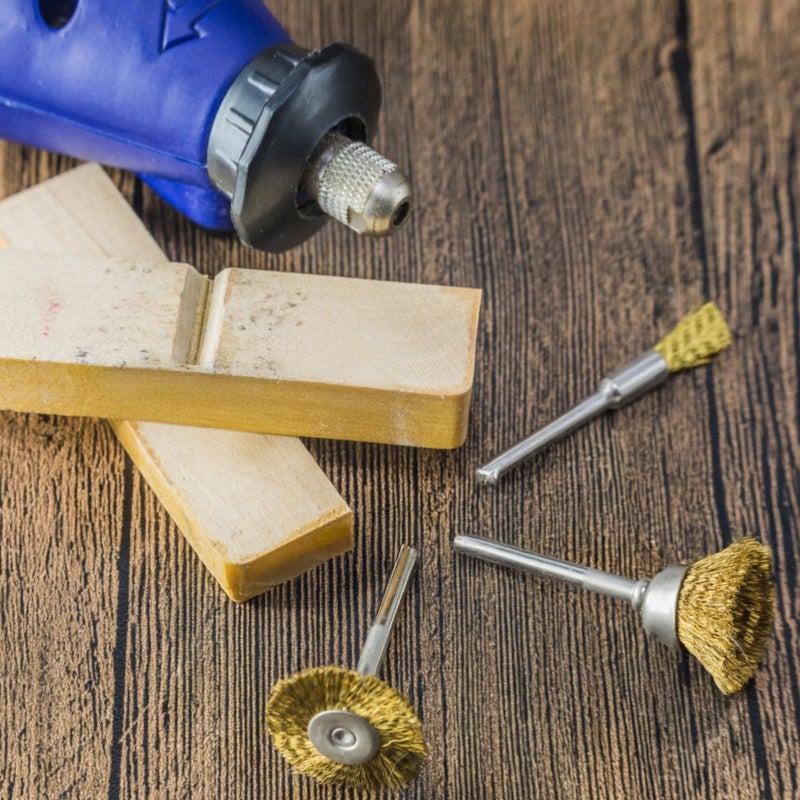 طقم فرش سلك نحاسي صغير مكون من 90 قطعة بعمق 3 مم، فرش كأسية وأقلام لأغراض التنظيف والتلميع، أداة وملحق. - Image 4
