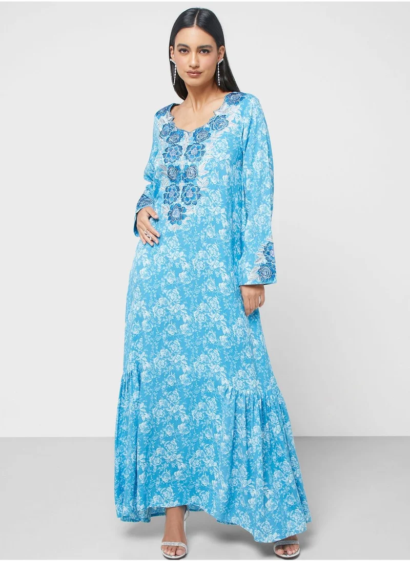 KASHKHA Embroidered Knitted Jalabiya