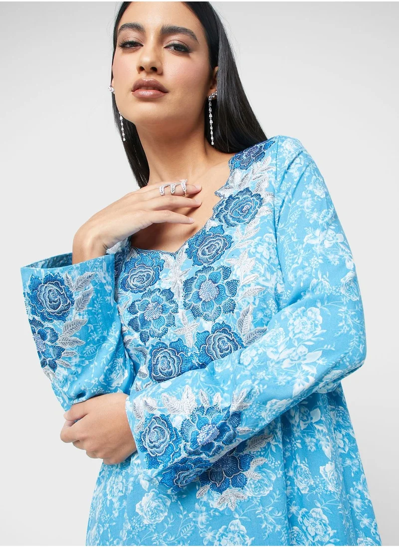 KASHKHA Embroidered Knitted Jalabiya