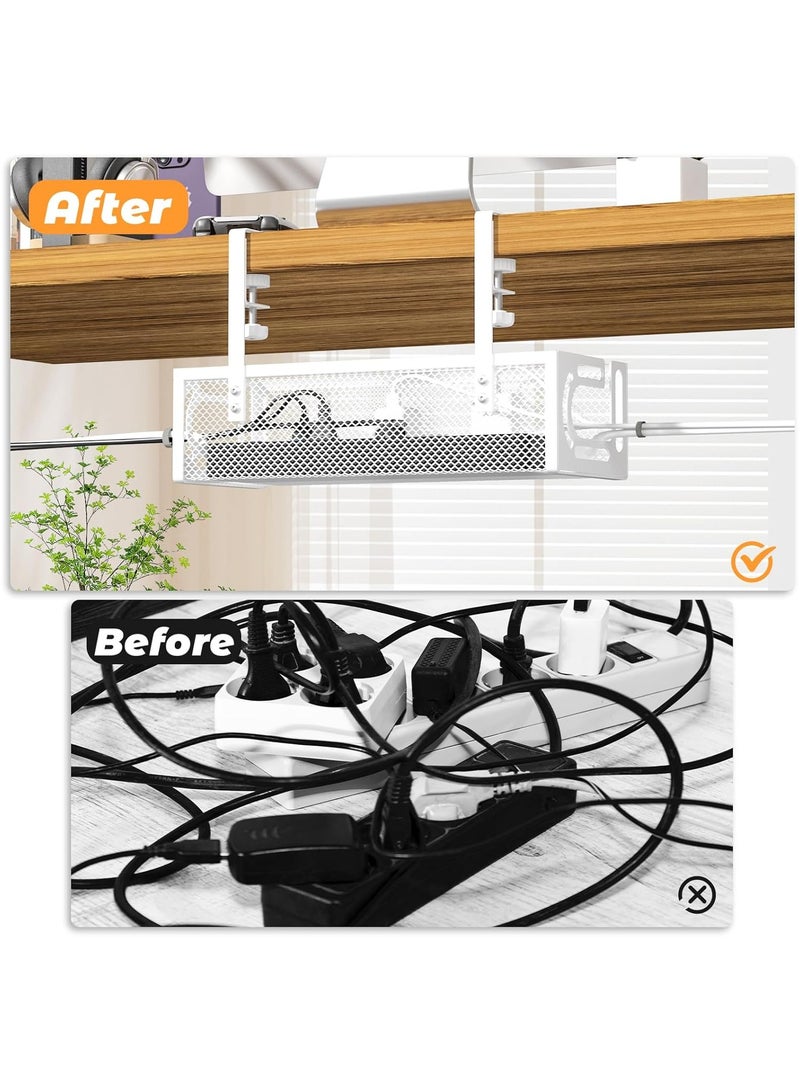 NNEWVANTE إدارة الكابلات تحت المكتب، صينية إدارة الكابلات تحت المكتب، منظم كابلات المكتب، صندوق إدارة الكابلات، منظم الأسلاك للمكتب، تخزين تحت المكتب للمكتب، المنزل - بدون حفر لسبيل الكابلات تحت المكتب (أبيض) - Image 3