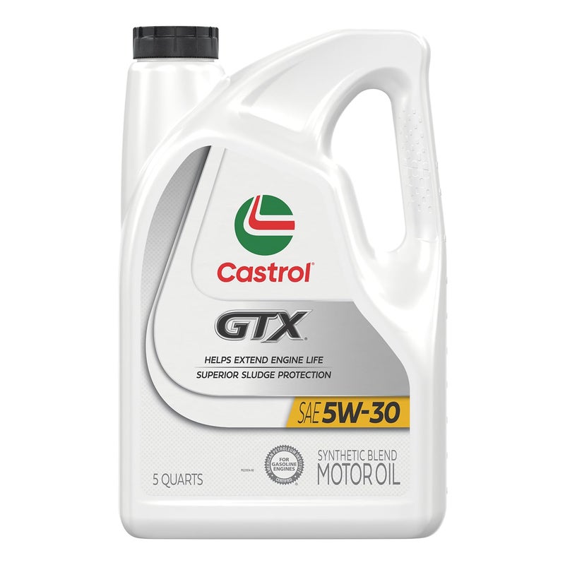 Castrol GTX 5W-30 Synthetic Blend Motor Oil, 5 Quarts - Image 1