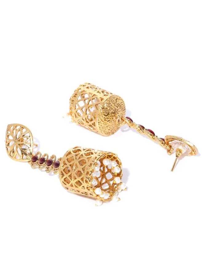 Priyaasi Elegant Women Metal Earrings with pattern and secured with Post and Back closure and styled in ideal for Ethnic moments — a must-have for your statement wardrobe.