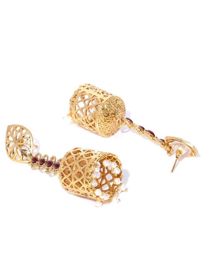 Priyaasi Elegant Women Metal Earrings with pattern and secured with Post and Back closure and styled in ideal for Ethnic moments — a must-have for your statement wardrobe.  - Image 3