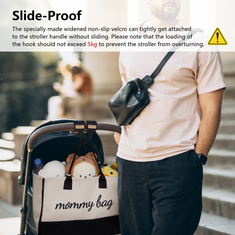 TOPDesign Universal Baby Stroller Organizer, Stroller Caddy with Heightened Insulated Cup Holders & Non-Slip Secure Hooks Accessories, Fits Most Strollers, Machine Washable (Black) - Image 5