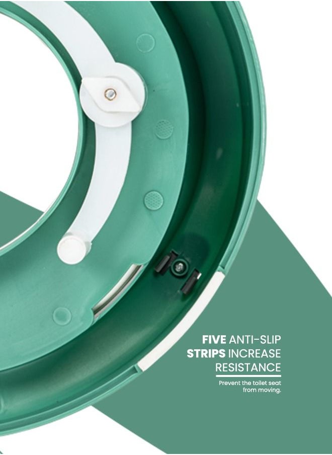 BAYBEE - Melo Baby Potty Seat For Western Toilets Kids Toilet Potty Training Seat For Baby With Handle Cushion Lock Kids Potty Chair Kids Potty Seat For Baby Kids 1 To 8 Years Boys Girls Green - Image 1