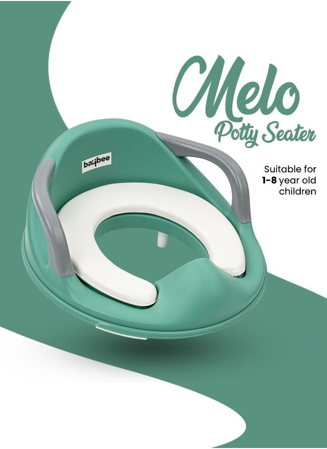BAYBEE Melo Baby Potty Seat For Western Toilets Kids Toilet Potty Training Seat For Baby With Handle Cushion Lock Kids Potty Chair Kids Potty Seat For Baby Kids 1 To 8 Years Boys Girls Green  - Image 2