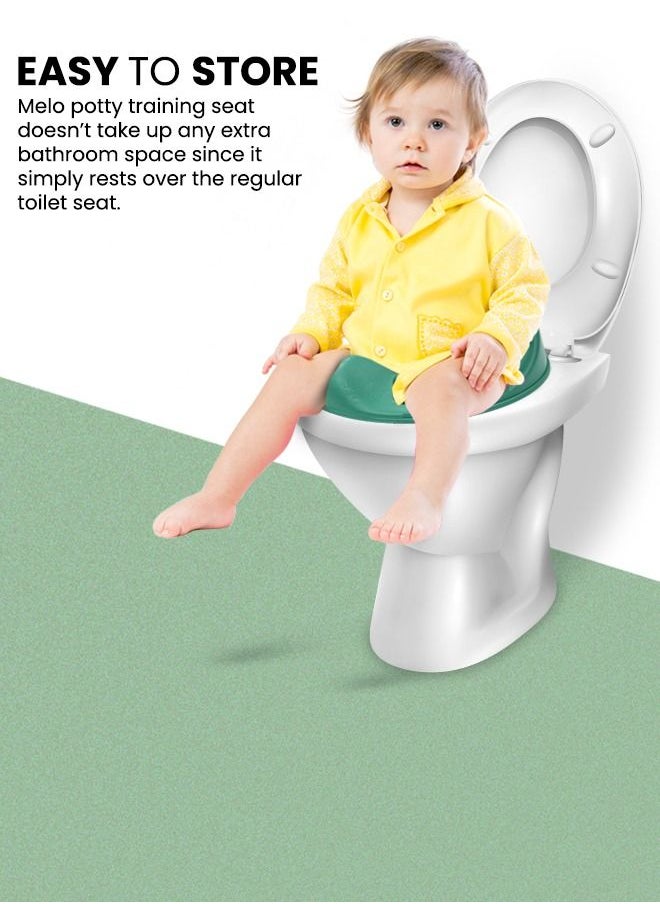 BAYBEE Melo Baby Potty Seat For Western Toilets Kids Toilet Potty Training Seat For Baby With Handle Cushion Lock Kids Potty Chair Kids Potty Seat For Baby Kids 1 To 8 Years Boys Girls Green  - Image 3