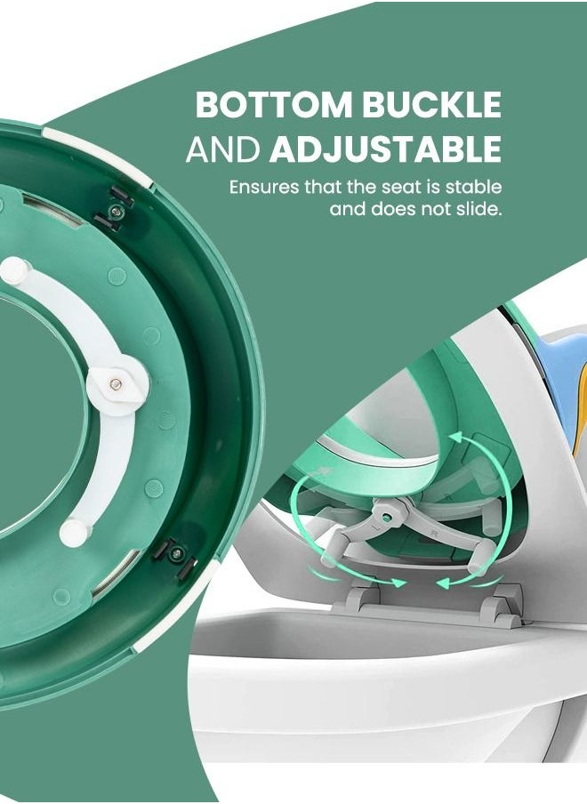 BAYBEE Melo Baby Potty Seat For Western Toilets Kids Toilet Potty Training Seat For Baby With Handle Cushion Lock Kids Potty Chair Kids Potty Seat For Baby Kids 1 To 8 Years Boys Girls Green  - Image 5