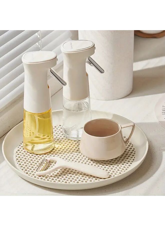 Large Round Serving Plate White Decorative Drain Basket 30cm Cream Beige Geometric - Image 2