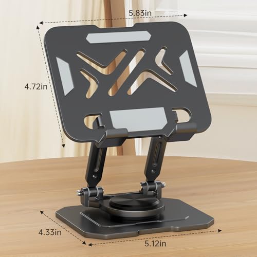 ZMHH iPad Stand Tablet Holder for Desk,360° Rotation Metal Base Dual Rod Adjustable Height Holder,Compatible with 4.7-15.9" iPad Pro/Air/Mini,eReader,LG Pads,Nexus,Switch,iPhone Pro/Max/Air/Plus - Image 5
