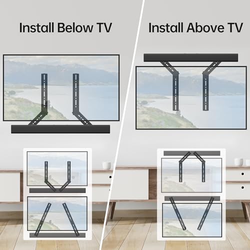 USX MOUNT Soundbar Mount, Sound Bar Mount for Mounting Above or Under TV, Fits Most of Sound Bars Up to 16 Lbs, with Detachable Extension Plates - Image 5