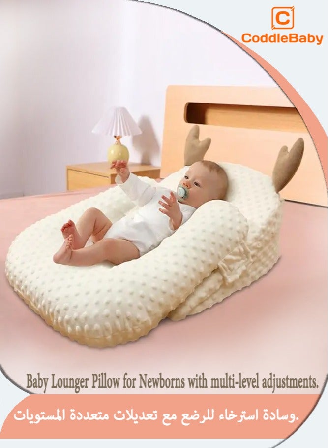 CoddleBaby KSA Moms’ New Favorite Baby Lounger! Sold Out 3 Times — Adjustable Anti-Reflux Pillow with Cute Antler Design 🦌 Perfect for Feeding, Tummy Time & Travel ✨ - Image 1