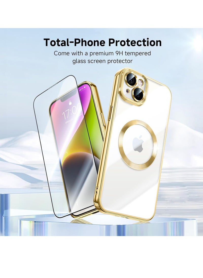 ELTRAZONE iPhone 14 Case with Integrated Camera Lens Protection [TOP N56 Magnets] [Military Grade Drop Protection] for Magsafe Women Men iPhone 14 Cover Case 6.1" Gold  - Image 2